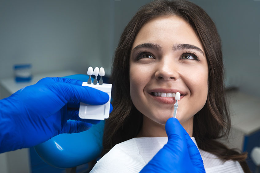 smiling with veneers